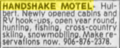 Handshake Motel - 1988 CLASSIFIED AD